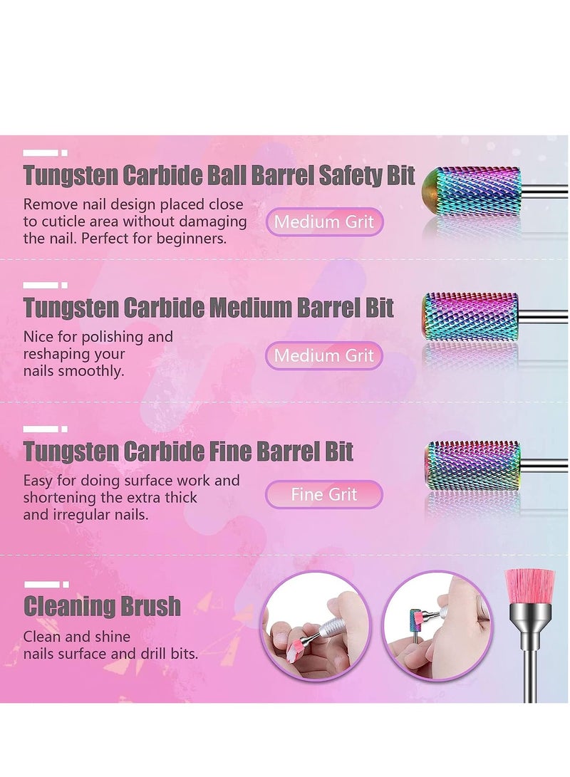 Captaintech 25 Piece Nail Drill Bits Set in Pink Case for Home Salon Use, Ceramic and Diamond Carbide Bits for Acrylic and Gel Nails - Image 2