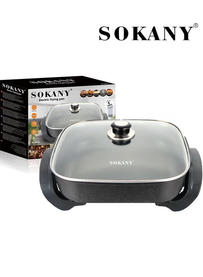 sokany Electric Frying Pan,Non Stick Electric Skillet＆Hot Pot with Lid,1500W Power,for Boiling, Stewing, Saute,Blanching - Ideal for Dorms, Apartments, RVs,SK-2005 - Image 1