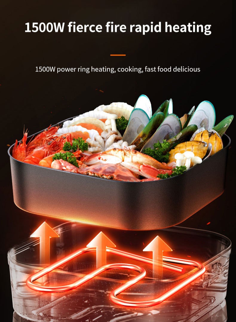 sokany Electric Frying Pan,Non Stick Electric Skillet＆Hot Pot with Lid,1500W Power,for Boiling, Stewing, Saute,Blanching - Ideal for Dorms, Apartments, RVs,SK-2005 - Image 3