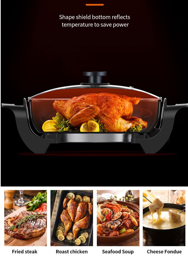 sokany Electric Frying Pan,Non Stick Electric Skillet＆Hot Pot with Lid,1500W Power,for Boiling, Stewing, Saute,Blanching - Ideal for Dorms, Apartments, RVs,SK-2005 - Image 4
