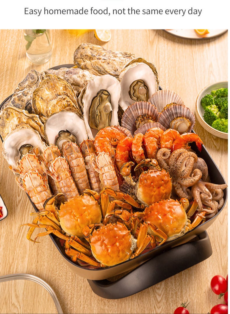 sokany Electric Frying Pan,Non Stick Electric Skillet＆Hot Pot with Lid,1500W Power,for Boiling, Stewing, Saute,Blanching - Ideal for Dorms, Apartments, RVs,SK-2005 - Image 5