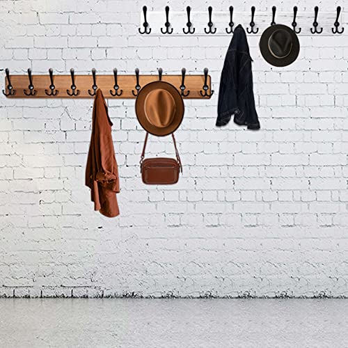 WEBI Coat Rack Wall Mount,Coat Hooks Wall Mounted,16" Hole to Hole,Coat Hanger Wall,Wood Hook Rack Rail,5 Triple Hooks for Hanging Coats,Jacket,Clothes,Black/White - Image 3