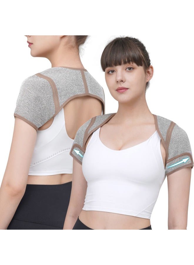 KD Shoulder Support Brace: Double Shoulder Braces for Women/Men Relief Tendonitis, Arthritis, Shoulder Pain, Upgraded Graphene Warm Rotator Cuff Support Brace - Adjustable Arm Holes (Large) - Image 1