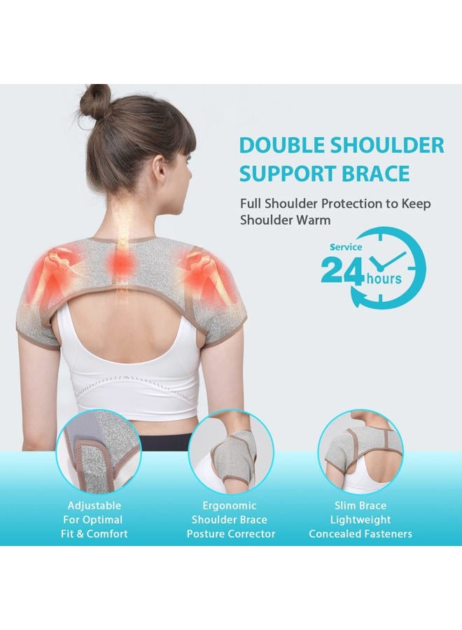 KD Shoulder Support Brace: Double Shoulder Braces for Women/Men Relief Tendonitis, Arthritis, Shoulder Pain, Upgraded Graphene Warm Rotator Cuff Support Brace - Adjustable Arm Holes (Large) - Image 3