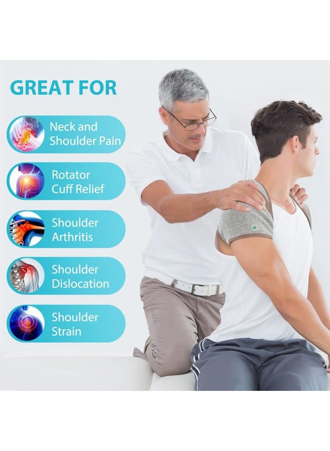 KD Shoulder Support Brace: Double Shoulder Braces for Women/Men Relief Tendonitis, Arthritis, Shoulder Pain, Upgraded Graphene Warm Rotator Cuff Support Brace - Adjustable Arm Holes (Large) - Image 2