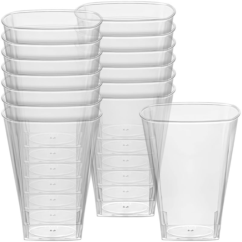 Kaya Clear Square Plastic Cups - 8 oz. (Pack of 14) - Versatile & Elegant Design  Perfect for Parties  Gatherings & Everyday Use - Image 1