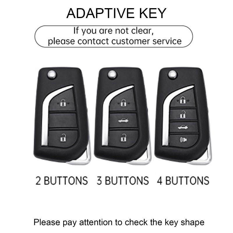 2 Button Gray Leather Zinc Alloy Flip Key Fob Cover with Keychain - Image 3