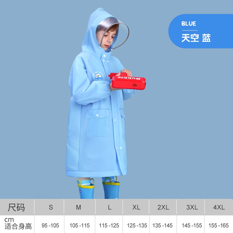 Generic Kids Full-Body EVA Raincoat with Backpack Cover Sky Blue-snap button 