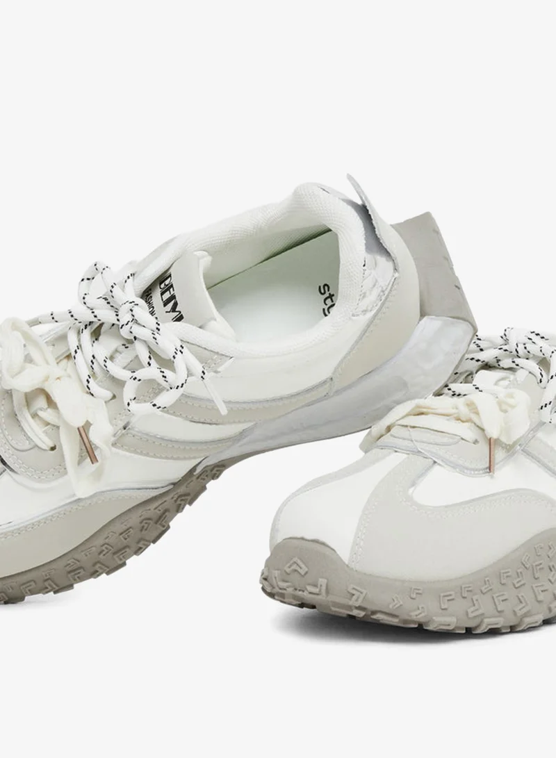 Styli  Textured Sole Lace Up Sneakers for Women | Best Price UAE