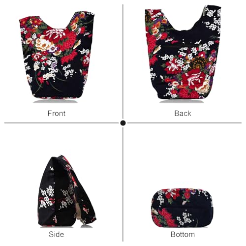 WITERY Large Hobo Sling bag For Women - Handmade Ethnic Canvas Cloth Crossbody Bags with Zip Closure, Ladies Everyday Small Hippie Purse Sling Tote Travel Purse Shoulder Bag - Image 3