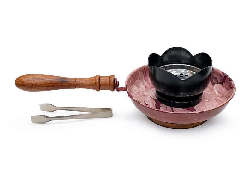 Radin Bakhoor Burner Steel With Wooden Handle And Safety Tong For Home And Office - Image 1