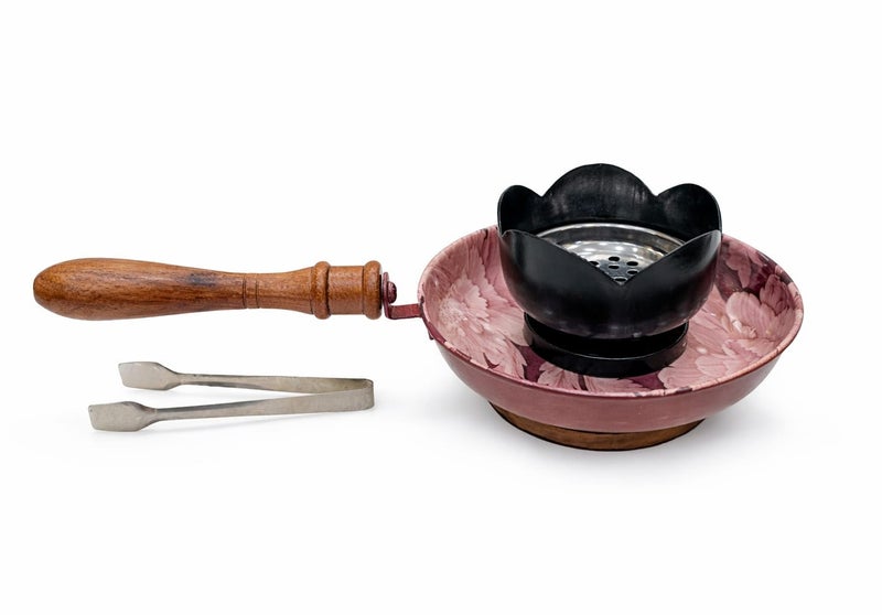 Radin Bakhoor Burner Steel With Wooden Handle And Safety Tong For Home And Office - Image 2