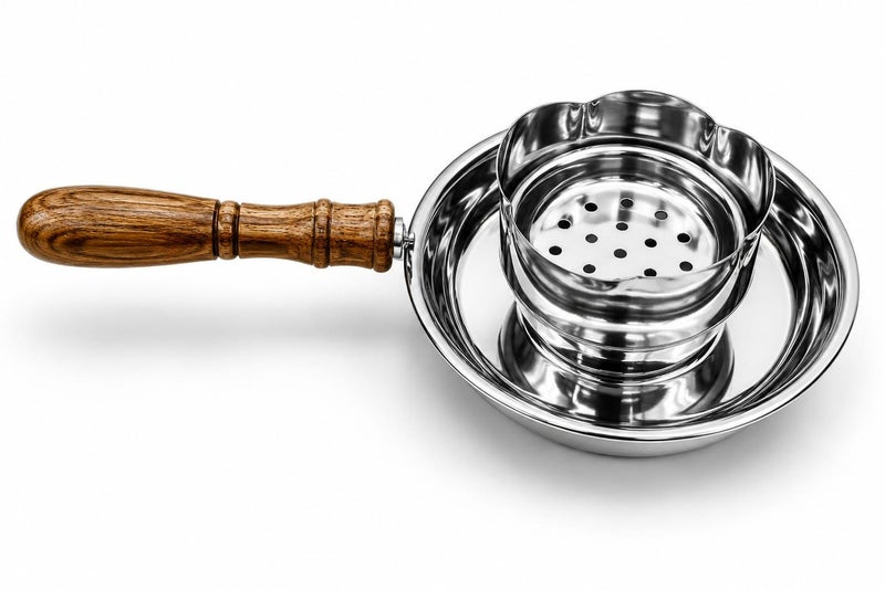 Radin Bakhoor Burner Steel With Wooden Handle And Safety Tong For Home And Office - Image 2