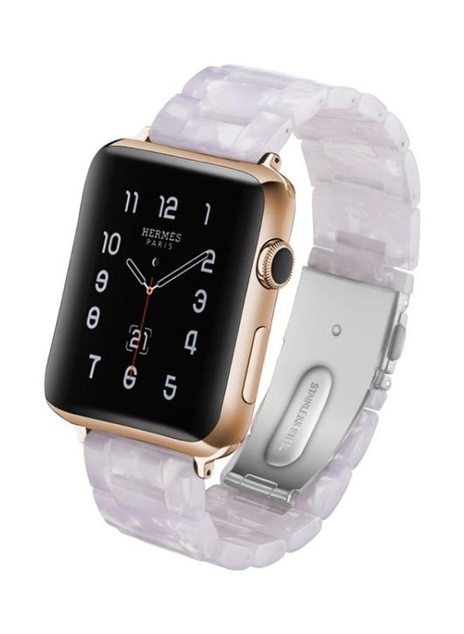 NIBEMINENT Simple Fashion Resin Strap for Apple Watch Series 5/4/3/2/1 42-44mm White - Image 1