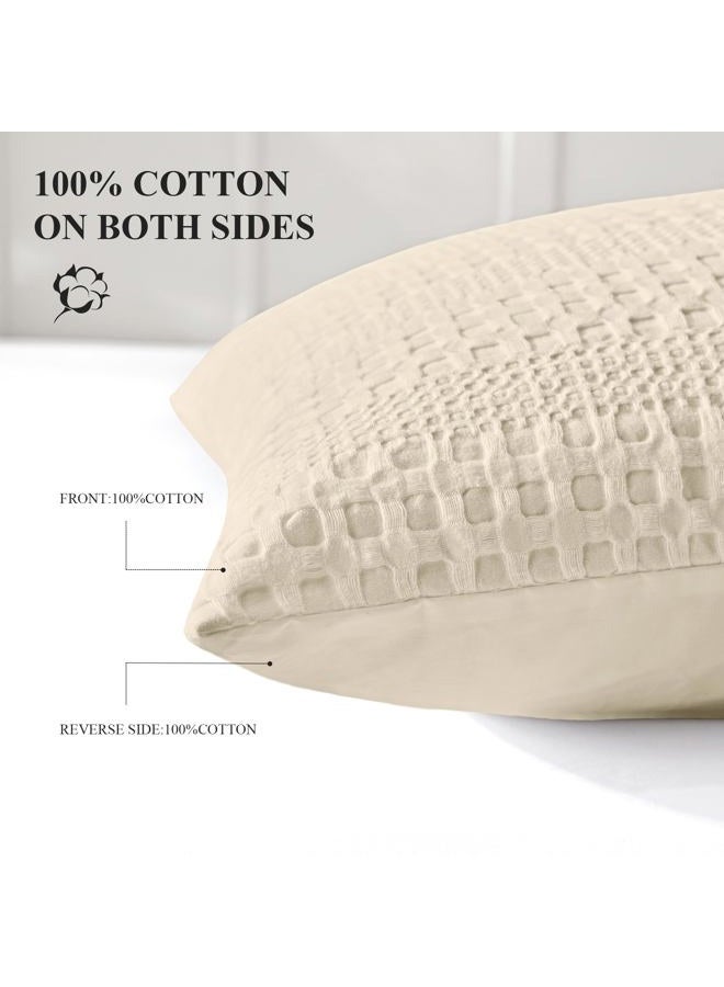 MOSLUNA Waffle Weave Body Pillowcases 20" x 54" 1 Pack,Beige - Image 2