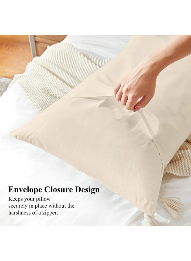 MOSLUNA Waffle Weave Body Pillowcases 20" x 54" 1 Pack,Beige - Image 4
