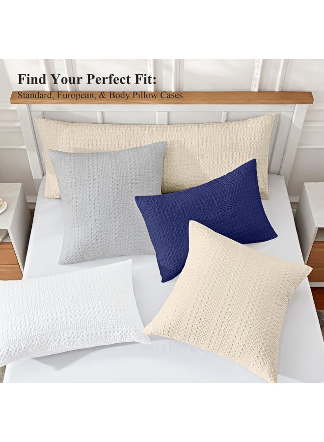 MOSLUNA Waffle Weave Body Pillowcases 20" x 54" 1 Pack,Beige - Image 5
