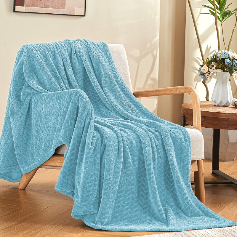 inhand Blue Throw Blanket Super Soft Flannel Cozy Blankets Throw for Adults Lightweight Fuzzy Blanket Warm Plush Blankets for All Season 5060 Inches