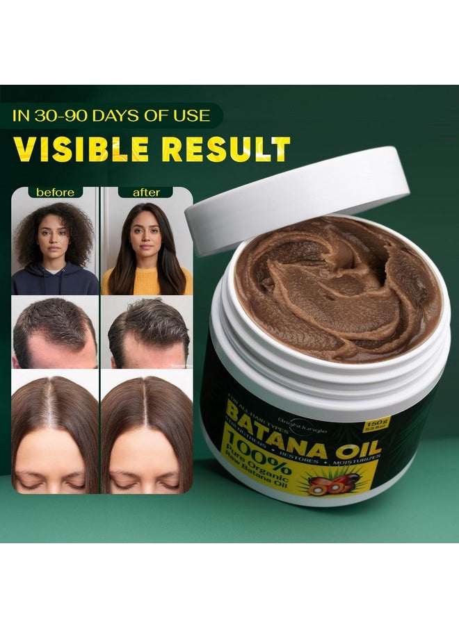 BRIGHTJUNGLE - Batana Oil for hair Growth - Dr. Sebi-inspired 100% Pure & Organic Raw Batana Oil Prevent Hair Loss, Promotes Hair thickness for Men & Women - 5.29 oz - Image 1