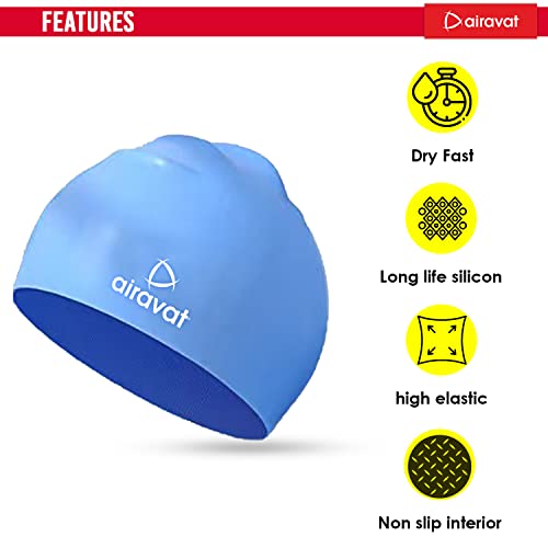 Airavat Swimming Kit, 0003 Swimming Set for Men & Women with Swimming Goggles Case, Swim Goggle, Earplugs & Swim Cap, Anti-Fog & Uv Protected, High Elasticated with Silicone Material (Blue) - Image 4