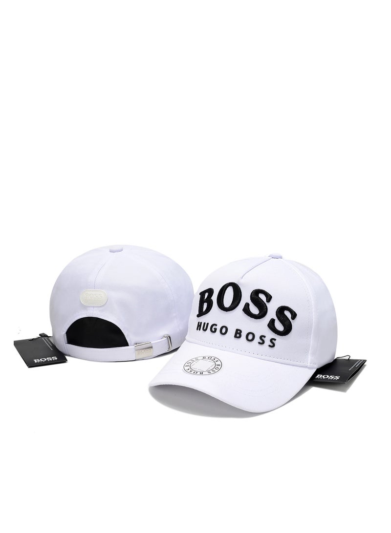BOSS Signature White Embroidered Logo Baseball Cap