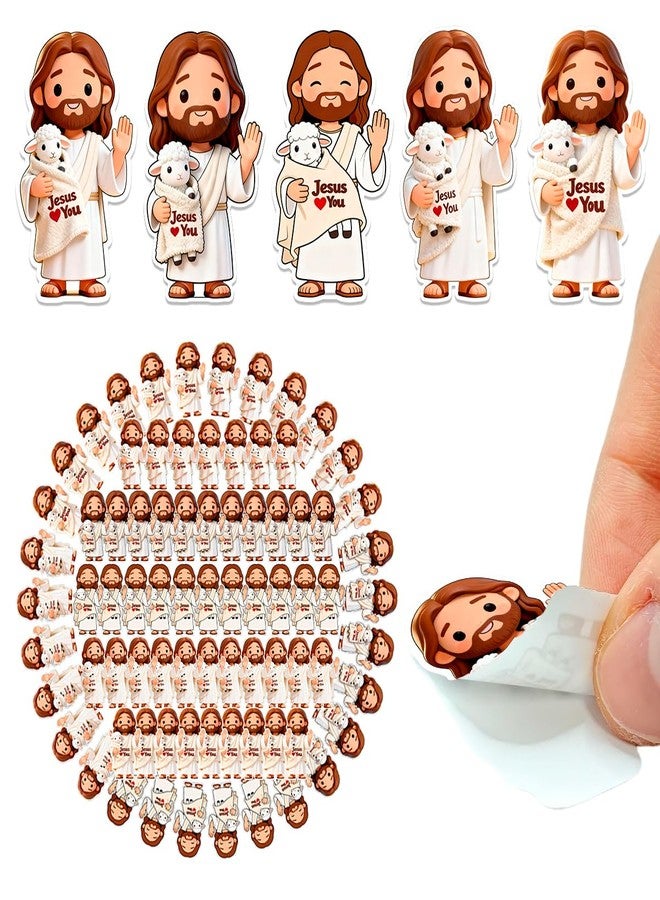 Yigney mini Jesus Stickers for Kids - Jesus Loves You Christian Stickers, Little jesu god Religious Decals for Sunday School, Church, Vacation Bible School, Bible Classes, Religious Gifts - Image 1