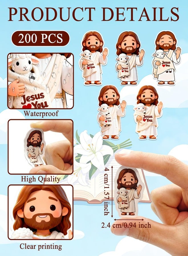 Yigney mini Jesus Stickers for Kids - Jesus Loves You Christian Stickers, Little jesu god Religious Decals for Sunday School, Church, Vacation Bible School, Bible Classes, Religious Gifts - Image 2
