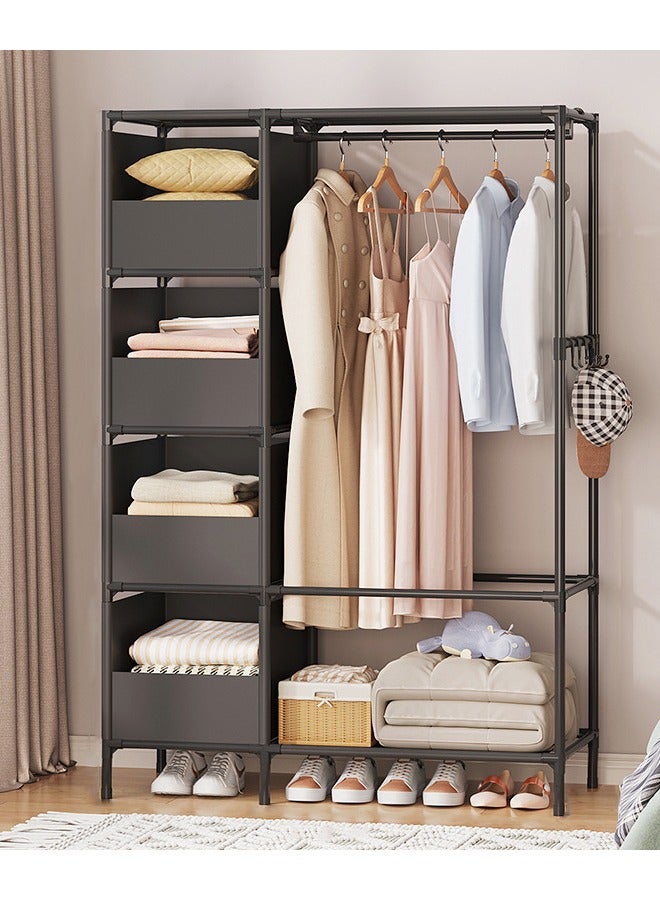 Simple Coat Rack, Home Bedroom Floor Standing Coat Rack, Dormitory Storage Wardrobe, Simple Modern Assembled Wardrobe, Multifunctional Coat Rack, Black - Image 5