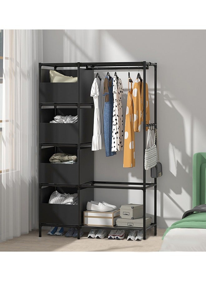 Simple Coat Rack, Home Bedroom Floor Standing Coat Rack, Dormitory Storage Wardrobe, Simple Modern Assembled Wardrobe, Multifunctional Coat Rack, Black - Image 1