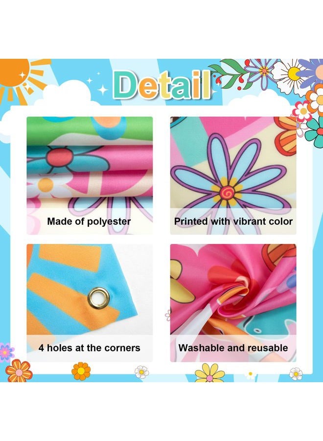 Lecheme Hippie Party Decorations Groovy Bus Backdrop Face Cutout 60s Photo Props Daisy Photo Background Party Supplies - Image 5