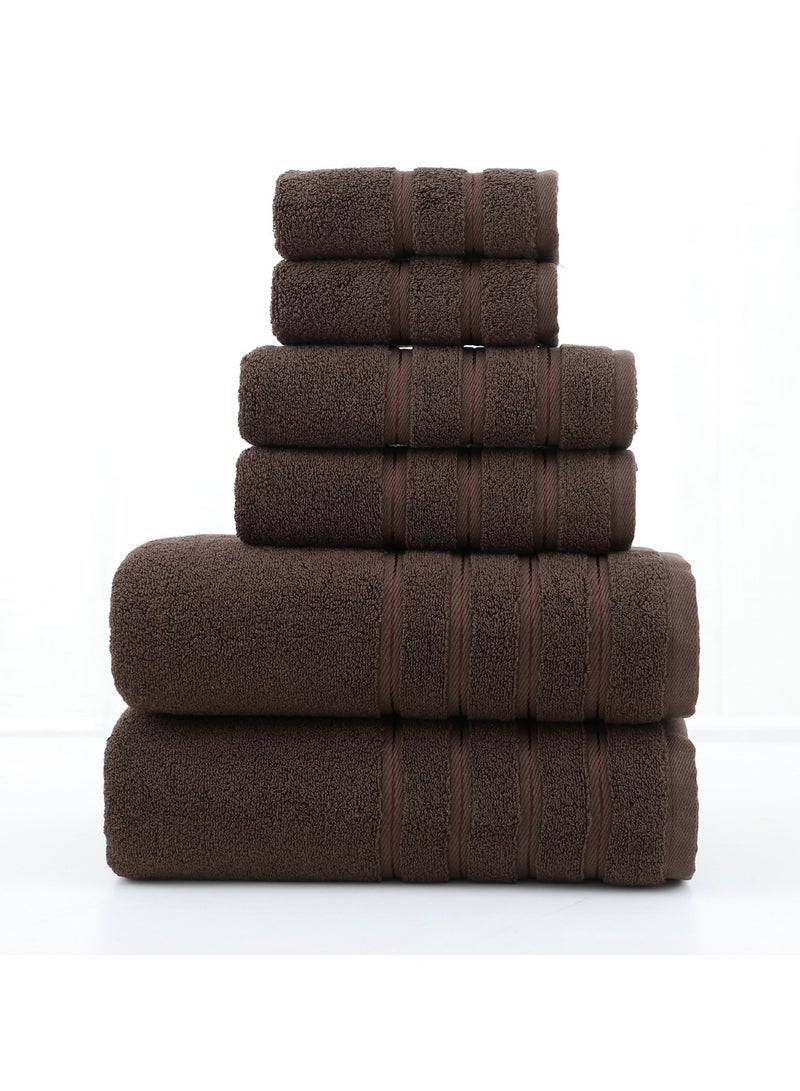 Huitich 6-Piece Pure Cotton Bath Towel Set Brown  - Image 1