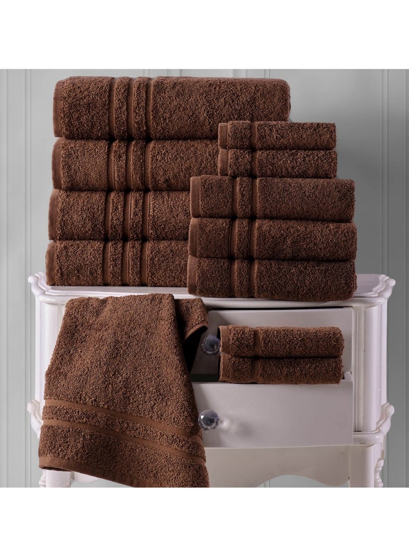 Huitich 6-Piece Pure Cotton Bath Towel Set Brown  - Image 3