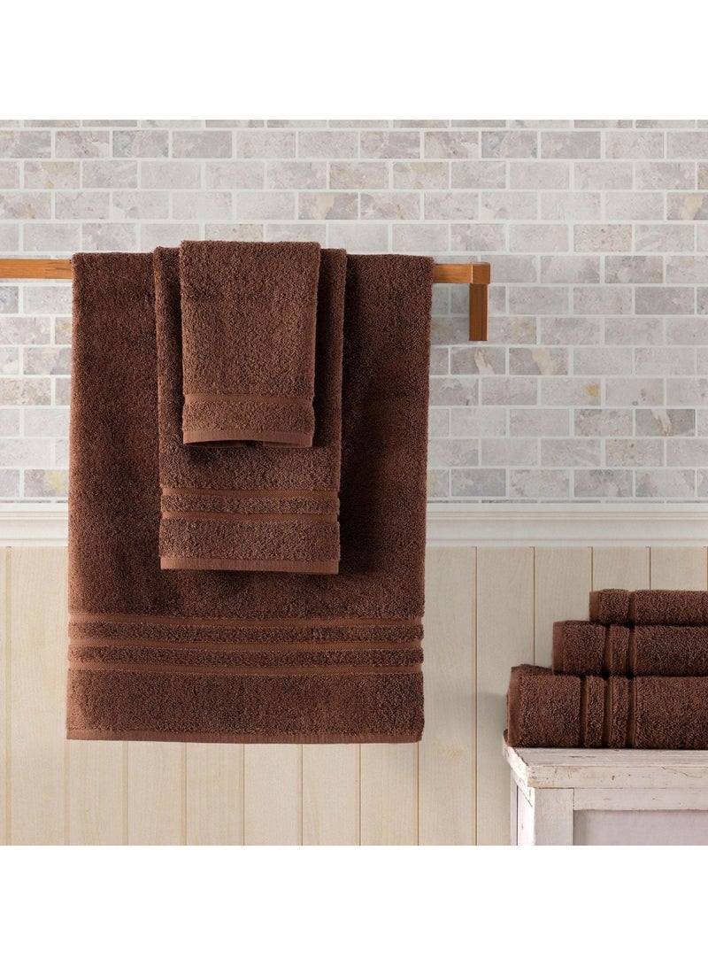 Huitich 6-Piece Pure Cotton Bath Towel Set Brown  - Image 5