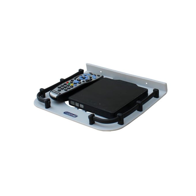 ACRYLIC UNBREAKABLE SETUP BOX STAND, WALL RACK, SHELF, SHELVES, MOUNT ALSO FOR HOLDING MOBILES SPEAKERS WIFI ROUTER DTH GAME CONSOLE REMOTE STREAMING DEVICE (WHITE & BLACK)