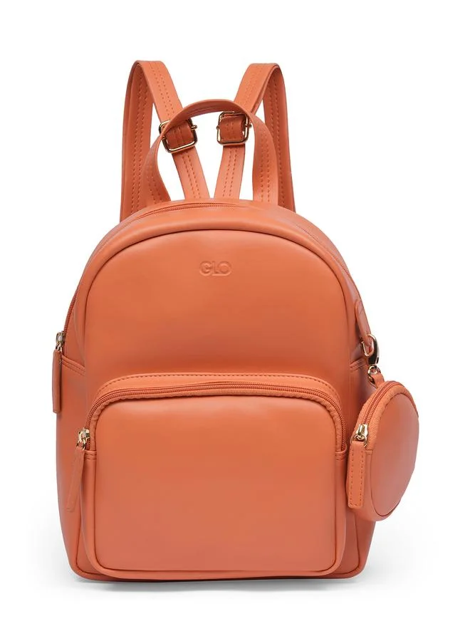 globus Coral Faux Leather Backpack with Pouch