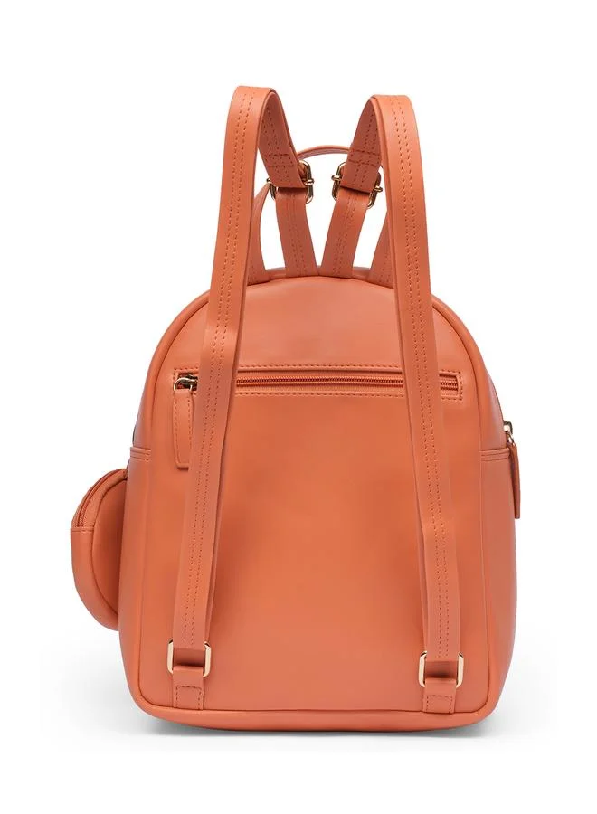 globus Coral Faux Leather Backpack with Pouch