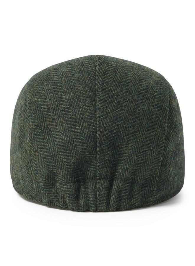 قبعة فينيون الرجالية المسطحة المصنوعة من مزيج الصوف والقماش التويدي، قبعة نيوزبوي آيفي (لون أخضر متعرج) - Image 5