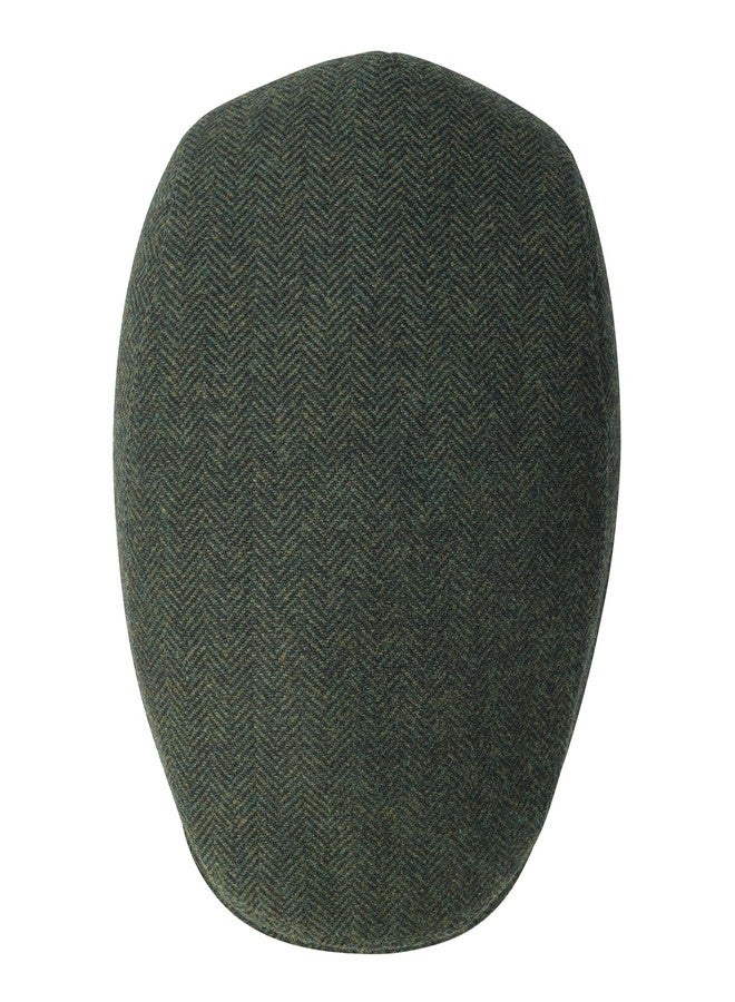 قبعة فينيون الرجالية المسطحة المصنوعة من مزيج الصوف والقماش التويدي، قبعة نيوزبوي آيفي (لون أخضر متعرج) - Image 4