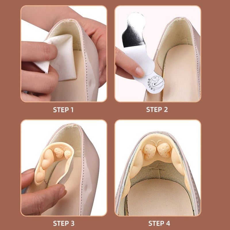 4 Pairs 3cm Thick Self Adhesive Heel Cushions Non Slip Inserts For Shoe Size Adjustment Blister Protection - Image 4