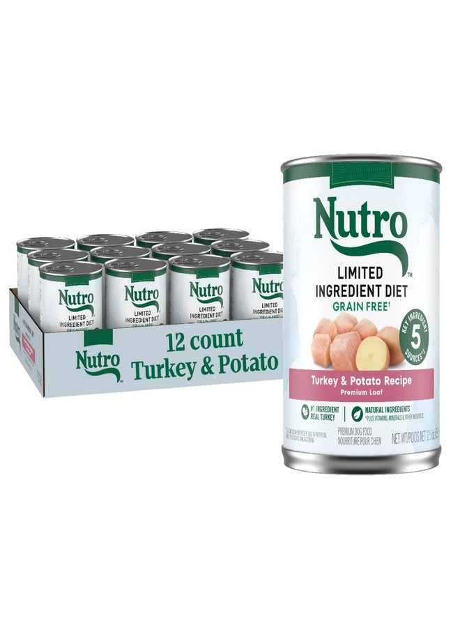 نوترو طعام الكلاب الرطب المعلب من نوتريو، بنكهة الديك الرومي والبطاطس، بتركيبة محدودة المكونات، 12.5 أونصة (12 علبة، عبوة واحدة) - Image 1