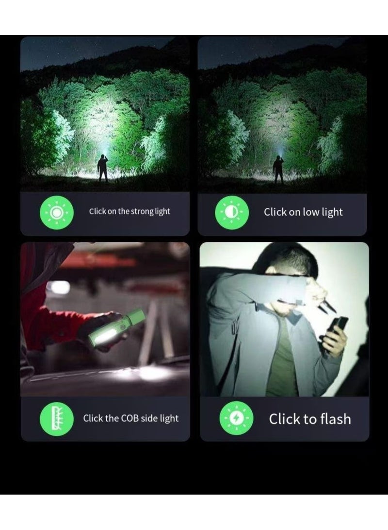 LED Zoom Flashlight Rechargeable Home Outdoor Dormitory Mini Flashlight  - Image 3