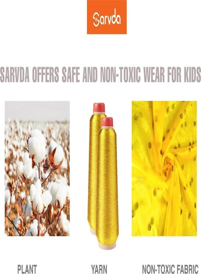 Sarvda Brocade Shree Krishna Dress For Kids For Baby Boy Radha Dress For Girls With Accessories Dhoti, Dupatta, Mukut Flute Complete Set, Multicolor - Image 5