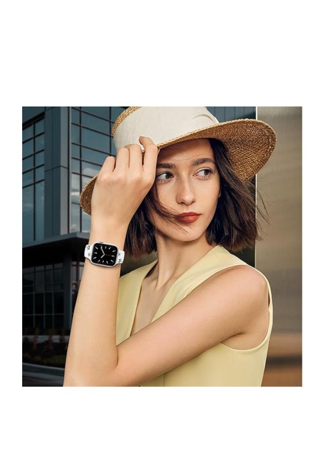 Bukela - Floral Engraved Bands Compatible with Apple Watch Band 41mm 40mm 44mm 45mm 42mm 38mm 49mm for Women,Cute Flower iWatch Bands Soft Silicone Sport Strap for iWatch Series SE 9 8 7 6 5 4 3 2 1 Ultra - Image 1