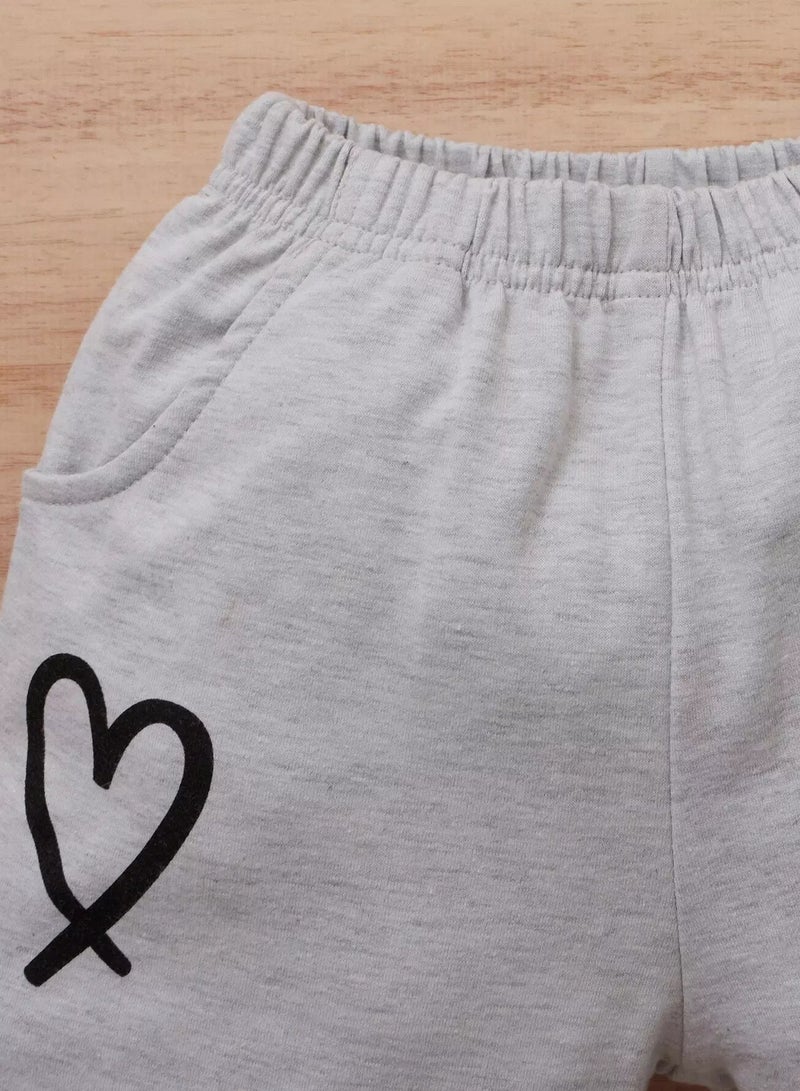 Baby Girl Heart Print Sweatshirt With Joggers - Image 5