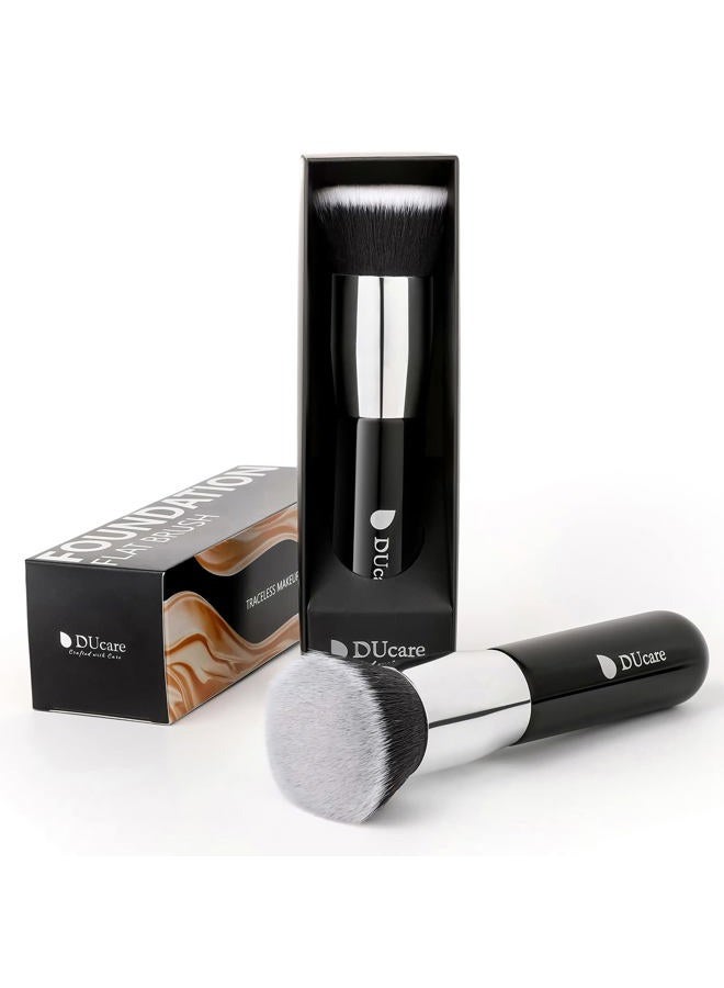 DUcare Foundation Kabuki Brush- Flat Top Big Makeup Brushes Perfect For Liquid Blending Tanning Cream or Flawless Powder Cosmetics - Buffing, Stippling, Concealer, Fake Tan Body Lotion(Black) - Image 4