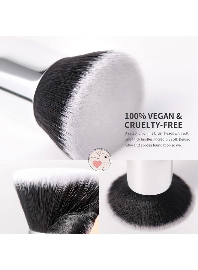 DUcare Foundation Kabuki Brush- Flat Top Big Makeup Brushes Perfect For Liquid Blending Tanning Cream or Flawless Powder Cosmetics - Buffing, Stippling, Concealer, Fake Tan Body Lotion(Black) - Image 2