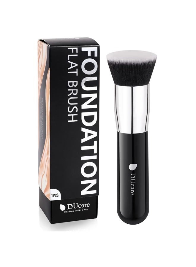 DUcare Foundation Kabuki Brush- Flat Top Big Makeup Brushes Perfect For Liquid Blending Tanning Cream or Flawless Powder Cosmetics - Buffing, Stippling, Concealer, Fake Tan Body Lotion(Black) - Image 1