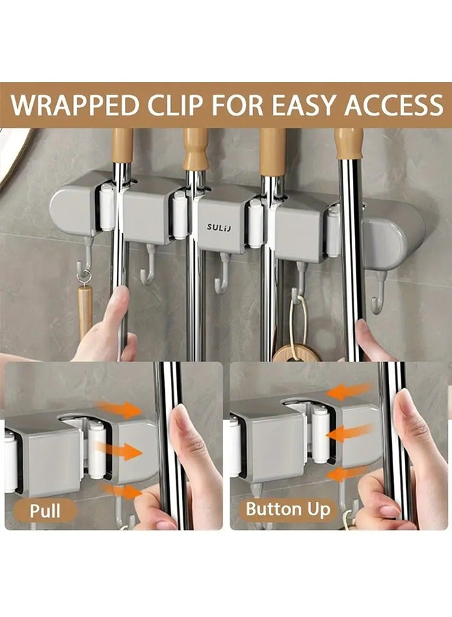 Multi-purpose Mop Clip, Punch-free Wall Hanging With Hook, Mop Clip, Mop Holder, Broom Clip, Garden Tool Organizer, Towel Holder, Non-slide, Useful Tool,(black)  - Image 4