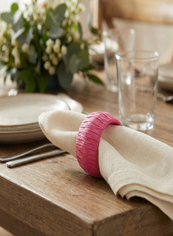 GURU JEE™ Handmade Raffia Rattan Napkin Rings Pink Set of 12 Everyday Use Dining Party Tabletop Décor Gifts Napkin Holder 1.5 Inch in Size Artisan Crafted in India - Image 5