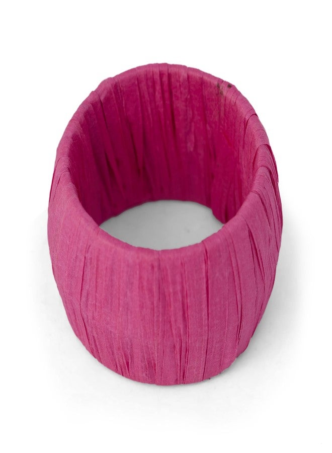 GURU JEE™ Handmade Raffia Rattan Napkin Rings Pink Set of 12 Everyday Use Dining Party Tabletop Décor Gifts Napkin Holder 1.5 Inch in Size Artisan Crafted in India - Image 4